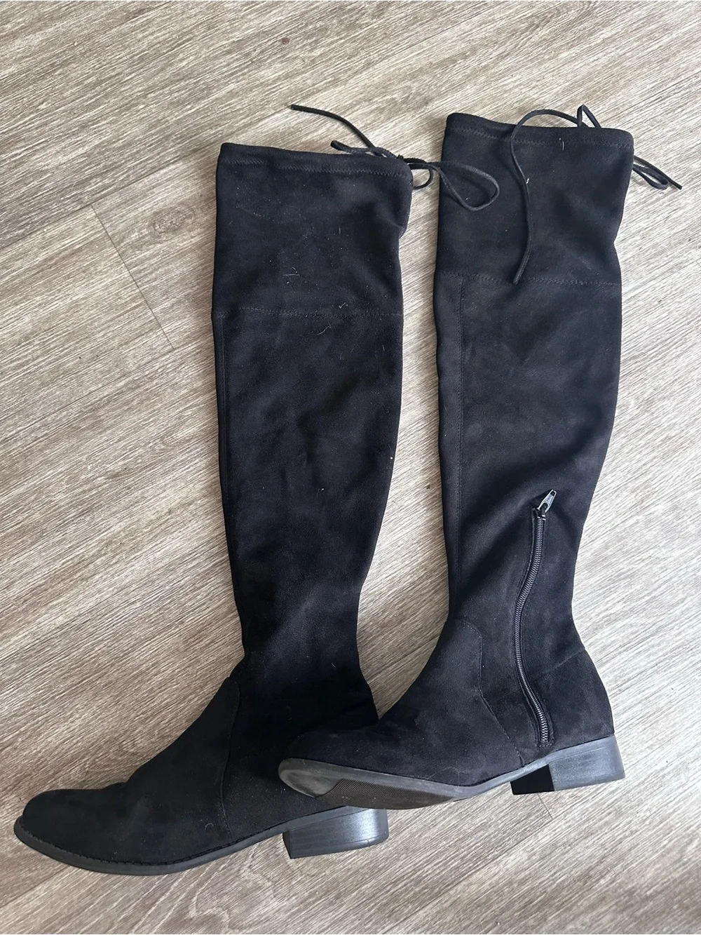 a new day Black Over-the-Knee Suede Flat Boots size 8.5